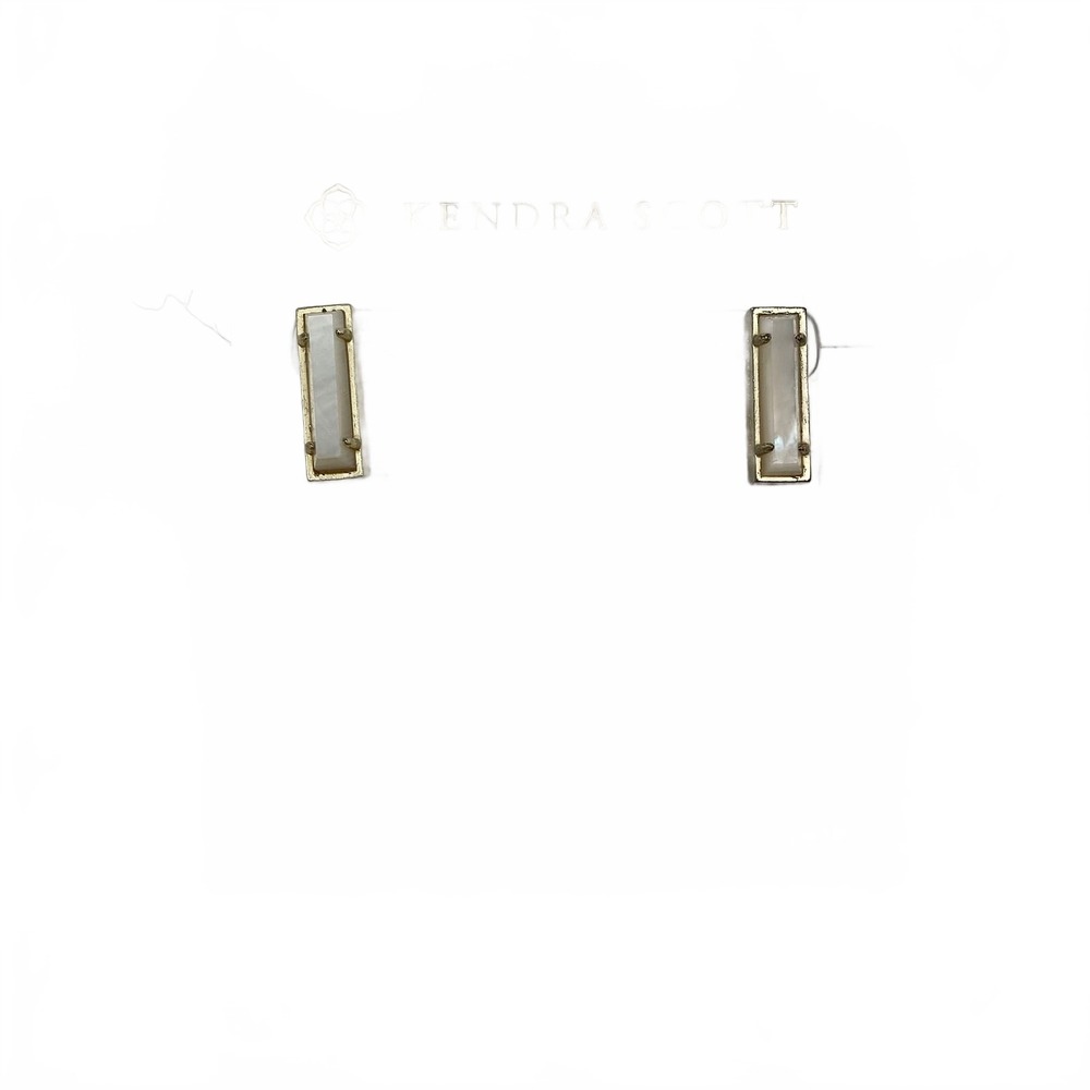 Kendra Scott Gold White Mother of Pearl Bar Earrings | OS Regular